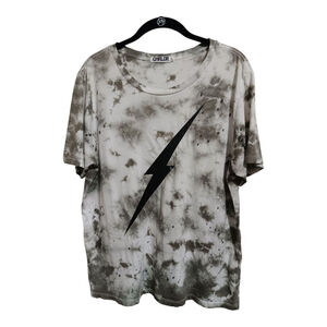 CHRLDR Tie Dye T Shirt with Lightening Bolt White Sage